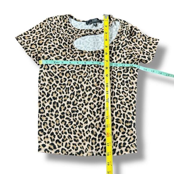 Vibe Sportswear Cheetah Leopard Print Cutout Baby Tee - Picture 5 of 6